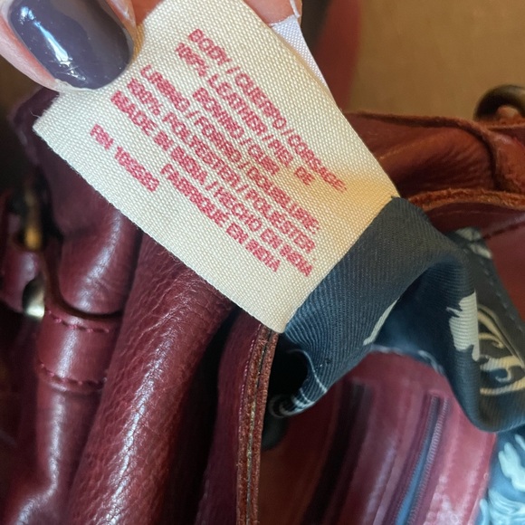 Vintage Lucky Brand Jeans Distressed Leather Flap Shoulder Bag Purse Brown Red - Picture 10 of 11